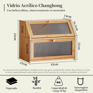 Bamboo Double Layer Bread <b>Box</b> Large Capacity Desktop Storage For <b>Cakes</b> Pastries Kitchen Organizer - Product Image 5