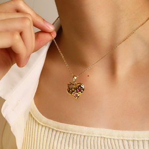 Collana a Cuore da Spiaggia Ipoallergenica, Inossidabile e Impermeabile, Regalo per la <span class=keywords><strong>Festa</strong></span> <span class=keywords><strong>della</strong></span> <span class=keywords><strong>Mamma</strong></span> e Anniversario, Gioielli per Moglie e Donna - Product Image 1