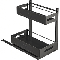 Étagère de rangement double couche, tiroir coulissant réglable en hauteur, style tiroir pour armoire de cuisine, organisateur sous l'évier, accessoires