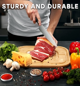 Tabla de cortar tallada en bambú con ranura de goteo, tabla de cortar esencial para carne - Product Image 6