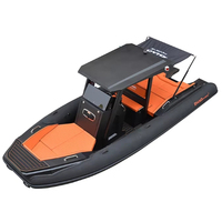 Bateau pneumatique semi-rigide RIB750 au design moderne avec système de direction à console centrale, bateau pneumatique rigide à vendre