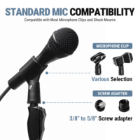 Soporte de Micrófono Profesional Resistente y Estable Accuracy Pro Audio MS142 con Base Redonda Ponderada para Ubicaciones Fijas