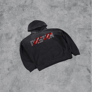 Sweat à capuche surdimensionné vintage pour homme, en tissu éponge, noir, effet délavé, décontracté, imprimé en sérigraphie - Product Image 2