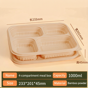 Lonchera Ecológica de Fibra de Bambú de 4 Secciones, Contenedor de Alimentos Reutilizable con Compartimentos, Libre de Plástico, <span class=keywords><strong>para</strong></span> Adultos y Niños - Product Image 2
