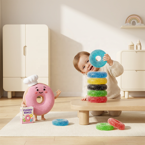 Caramelos de Goma OEM <span class=keywords><strong>al</strong></span> <span class=keywords><strong>por</strong></span> <span class=keywords><strong>Mayor</strong></span>, Paquete de 5 Unidades en Forma de Donut, Dulces de Gelatina con Sabor a Frutas, Regalo de Caramelos Blandos - Product Image 4