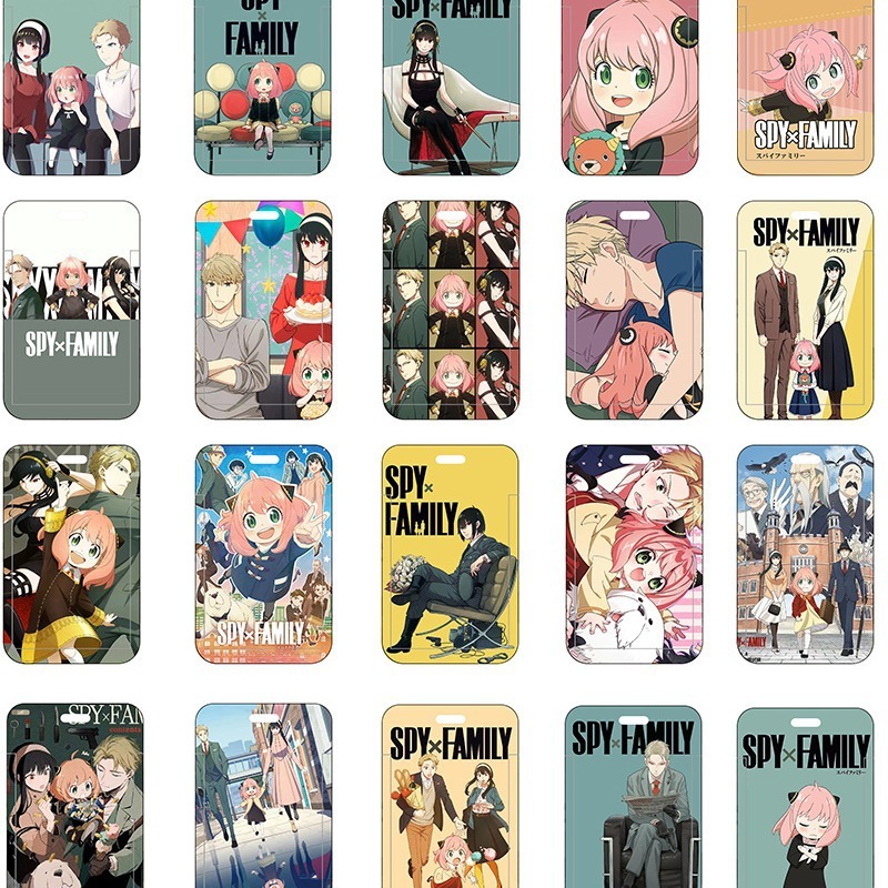 Japanese Lovely Cartoon SPY Polyester Lanyards Worker Student Bus ID Badge Card Holder Custom Plastic Card Case Cover Image 3