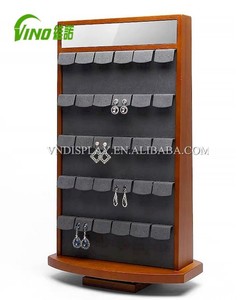Direct- Sales Custom 80 Pcs Earring Card Spinner Display Ear Ring Organizer 4-<b>way</b> Earring Card Display Stand Wood Earring stand - Product Image 4
