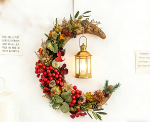 Guirlande décorative de Noël avec fleurs séchées éternelles, grandes cloches, roses, cônes de pin, cadeau de Noël - Product Image 1