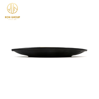 Vente en gros de vaisselle noire personnalisée ensemble d'assiettes plates ovales pour restaurant en mélamine de luxe chinois