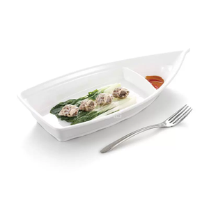 New Factory Direct Sale Boat-shaped Melamine <strong>Plate</strong> Sushi <strong>Plate</strong> White <strong>Creative</strong> Small <strong>Plate</strong> - Product Image 1