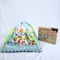 Tapis d'éveil pour bébé nouveau-né avec 5 jouets suspendus et 18 balles océaniques, support en mousse, base en coton, tapis de jeu pour bébé