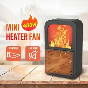 Mini taşınabilir Fan ofis yatak odası elektrikli şömine ısıtıcı 3D alev ısıtıcı ev masaüstü ısıtıcı