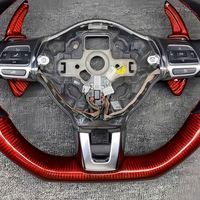 Envío Rápido para Volkswagen Polo Golf 6 GTI R CC MK7 Mk6 Volante de Cuero Perforado de Doble Cara con Fibra de Carbono