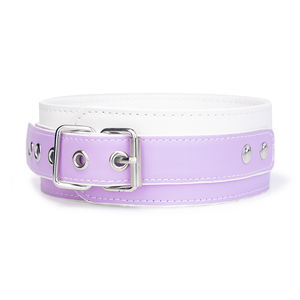 Collar de Estrangulamiento Fetiche de Bondage y Restricción para Esclavos BDSM, Diseño Lindo, Color Morado, con Cadena de Metal - Product Image 2