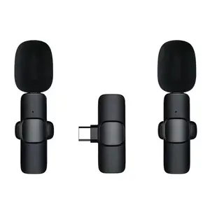 2023 New 1 Drag 2 Microphone Clip On 2.4GHz 2 In 1 Mini Wireless Microphone For Phone