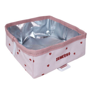 Custom <b>Collapsible</b> Simple Pink Dog <b>Bowl</b> XS-XL Polyester/Nylon Pet Accessory Treat Training Pouch Cute Dog Supplies Button Padded - Product Image 2