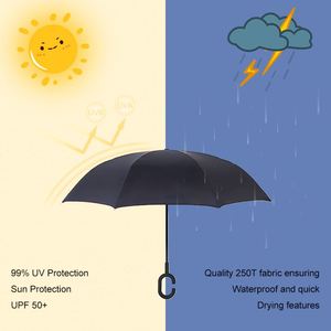 Parapluie inversé numérique de haute qualité à 8 baleines, impression directe, poignée en C, idéal à suspendre à la main - Product Image 5