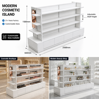Étagère de présentation double face pour cosmétiques, unité de rangement blanche pour boutique de beauté