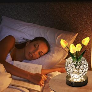 Produits pour la maison intelligente, lampes en cristal en forme de tulipe, gradation infinie, commande tactile, lampe de bureau, lumière chaude, lampe de nuit en forme de tulipe, chambre à coucher - Product Image 4