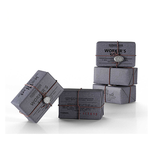 Reciclado de papel kraft marrón ventana caja de jabón con cuerda de cáñamo - Product Image 6