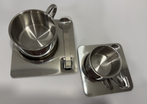 Novedoso <span class=keywords><strong>Juego</strong></span> <span class=keywords><strong>de</strong></span> Tazas <span class=keywords><strong>de</strong></span> Café <span class=keywords><strong>de</strong></span> Acero Inoxidable 304 con Cuchara Mezcladora y Plato, Taza Metálica Reutilizable para Leche y Té - Product Image 6