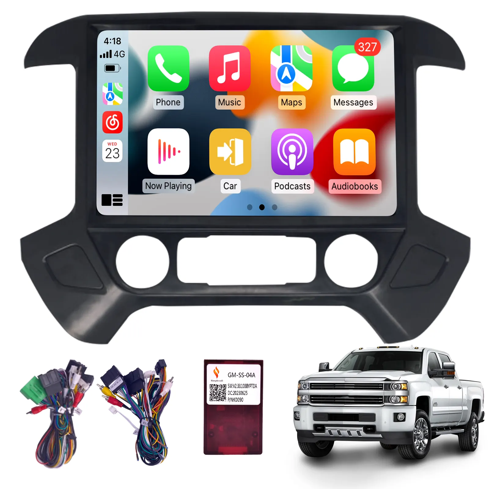 เครื่องเล่นวิดีโอในรถยนต์13.3นิ้วสำหรับ Chevrolet Silverado ระบบนำทาง GPS 2014 2018ในตัว DSP CarPlay autoradio Android HEAD UNIT