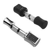 Cylindre de serrure intelligent en alliage de zinc pour la maison, compatible avec toutes les serrures tout-en-un, doté d'une application mobile, d'accès par carte et d'un clavier ; Serrure argent/noir