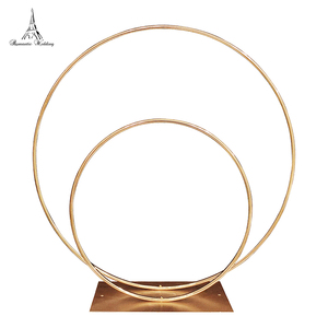 <span class=keywords><strong>Mariage</strong></span> en fer forgé Double Tube anneau étagère fond décoration arc rond fleur porte étagère accessoires de scène avec boîte d'emballage - Product Image 5