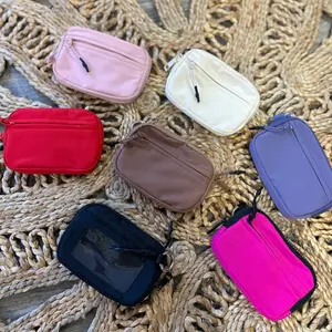 2024 Boutique Hotsale Small Nylon Zipper Money Purse with Card slots Clear ID card pocket