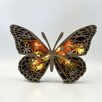Ornement en bois en forme de papillon creux 3D, décoration artisanale pour le salon