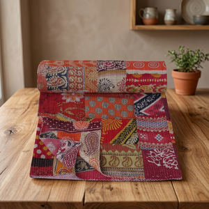 Couette Sari Kantha Réversible Vintage Fait à la Main Queen Size - Product Image 3