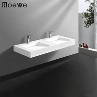 Lavabo mural en pierre artificielle, lavabo de salle de bain, plan de travail en surface solide, double lavabo, lavabo pour se laver les mains