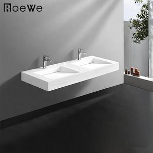 Lavabo mural en pierre artificielle, lavabo de salle de bain, plan de travail en <span class=keywords><strong>surface</strong></span> solide, <span class=keywords><strong>double</strong></span> lavabo, lavabo pour se laver les mains - Product Image 3