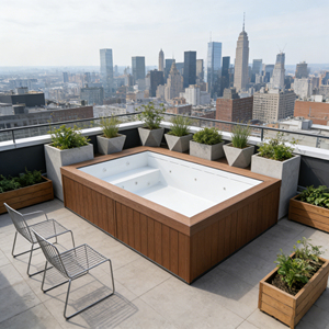 Piscina Familiar Elevada de Fibra de Vidrio de Tamaño Pequeño Personalizada con Sistema de Desbordamiento, Resistente a los Rayos UV y a la Corrosión - Product Image 4