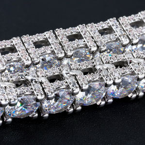 <span class=keywords><strong>Collana</strong></span> Tennis Lusso Hip Hop da <span class=keywords><strong>Uomo</strong></span>, in Oro Bianco 5mm, <span class=keywords><strong>Argento</strong></span> Sterling <span class=keywords><strong>925</strong></span>, Moissanite Ghiacciata a Cluster - Product Image 3