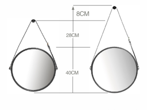 Round Wall Hanging <strong>Mirror</strong> with Iron Frame <strong>Lightweight</strong> with Faux Adjustable PU Leather Strap - Product Image 4