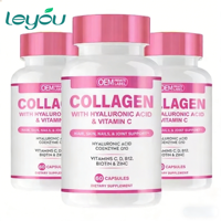 Capsules de collagène hydrolysé avec acide hyaluronique et vitamine C, complément de peptides de collagène anti-âge pour l'élasticité de la peau