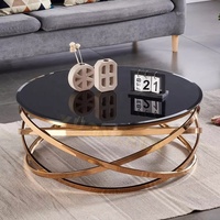 Meubles de salon, table basse moderne en verre noir, table de salon de luxe, table de salon pour salon/villa/hôtel/mariage
