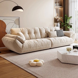 Canapé nuage en tissu de style italien, forme droite, design capitonné, pour petits salons, style moderne minimaliste avec rembourrage en mousse - Product Image 4