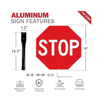 Panneau de signalisation routière double face « Stop/Slow » de 18 pouces, en aluminium antirouille, réfléchissant, avec poignée