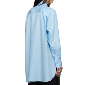 Chemises pour femmes de haute qualité à manches longues, 100% lyocell twill, fermeture à boutons, bleu ciel, chemisier - Product Image 3