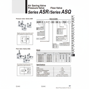 Válvula de control neumática SMC Válvula de flujo de ASQ630F-03-10S - Product Image 1