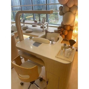 Mesa de Manicura de Estilo Nórdico con Tapa de Mármol Blanco, Moderna, de Madera Maciza, con Lámpara LED para Uñas, en Venta - Product Image 1