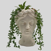 Art nordique moderne visage en béton vases végétaux avec jardinière artificielle Statue ornement mat glaçure Pot de fleur salon décor à la maison