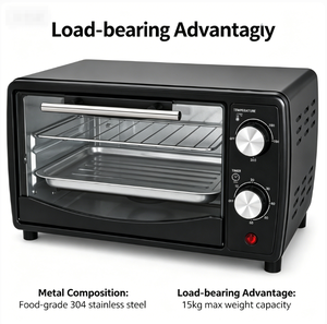 Mini Horno Tostador Eléctrico Negro de 11L, 800W de Potencia, Temporizador de 60 Minutos, Puerta de Vidrio, Asa de Acero Inoxidable para Comidas Rápidas, Bocadillos y Uso en Exteriores - Product Image 2