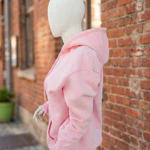 Sudadera Corta con Capucha Rosa para Mujer, Manga Larga, Color Sólido, Tejido de Punto, Algodón, Ropa de Invierno, Bordado Frontal - Product Image 2