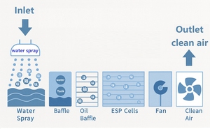 Carrito de Barbacoa Electrostático con Circulación de Agua |   Parrilla sin Humo con Sistema de Pulverización de Agua y Filtración Multietapa para Barbacoa - Product Image 6