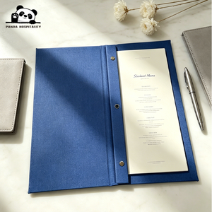 Porte-menu pliable à visser pour bar, café, avec logo personnalisé, support à vis Chicago, couverture de menu en tissu tissé lin - Product Image 1