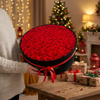 AM-GPA14 Ammy 99 Rose 2 en 1 Fleurs éternelles faites à la main Boîte cadeau en carton pour la Saint-Valentin Boîte vide noire