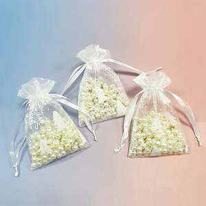 Sac de Noël en <span class=keywords><strong>organza</strong></span> exquis, sacs cadeaux à cordon, <span class=keywords><strong>organza</strong></span> <span class=keywords><strong>blanc</strong></span> pour bijoux - Product Image 2